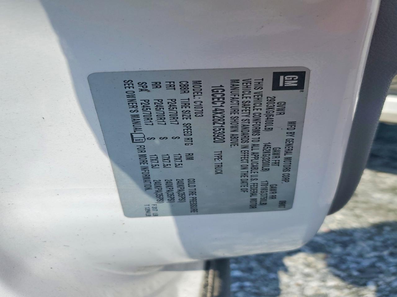 2008 Chevrolet Silverado C1500 White vin: 1GCEC14X28Z153920