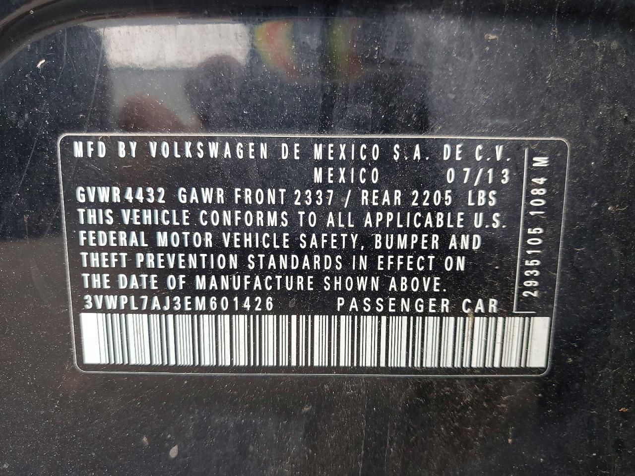 2014 Volkswagen Jetta Tdi Black vin: 3VWPL7AJ3EM601426