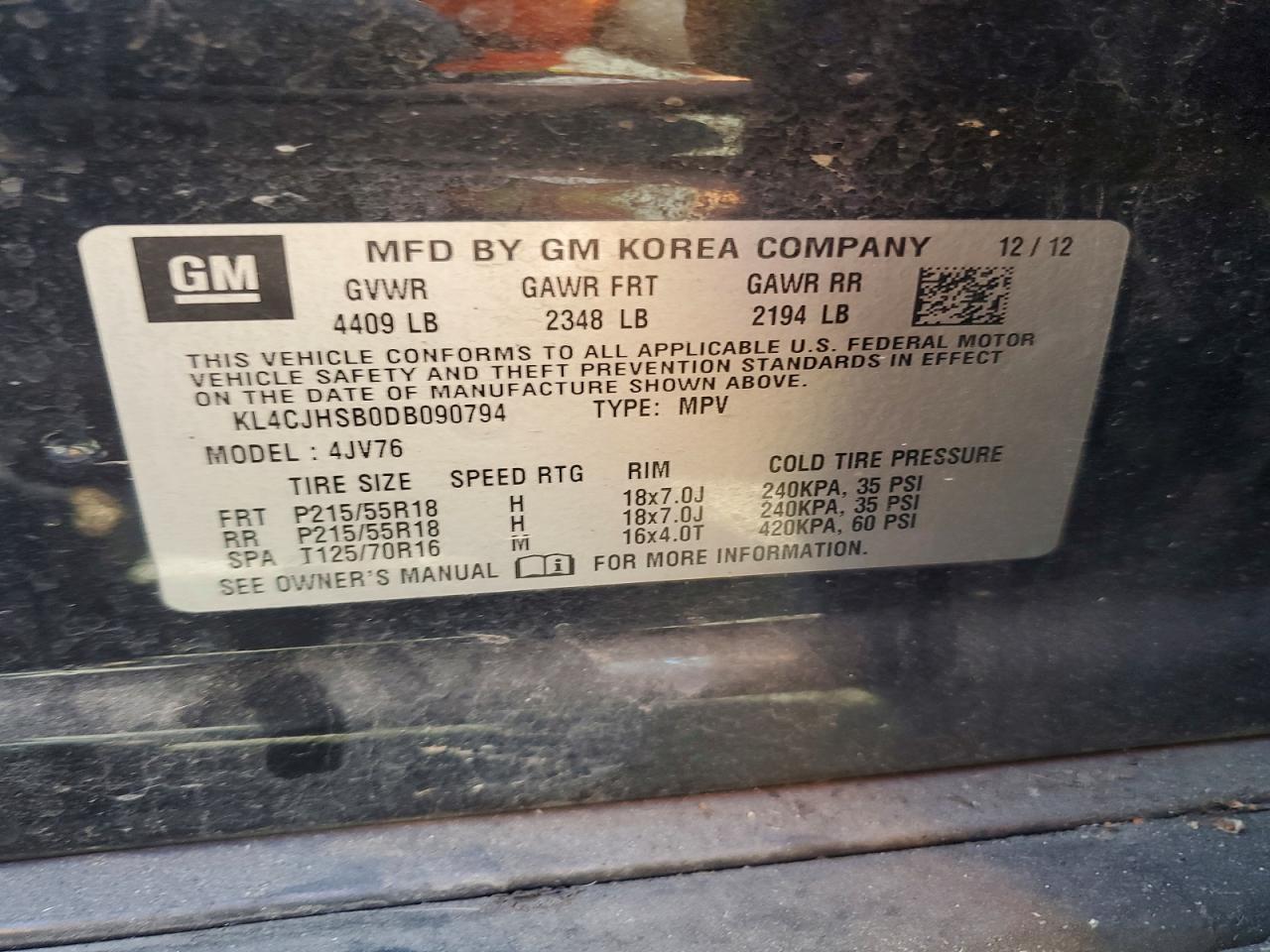 2013 Buick Encore Premium Черный vin: KL4CJHSB0DB090794