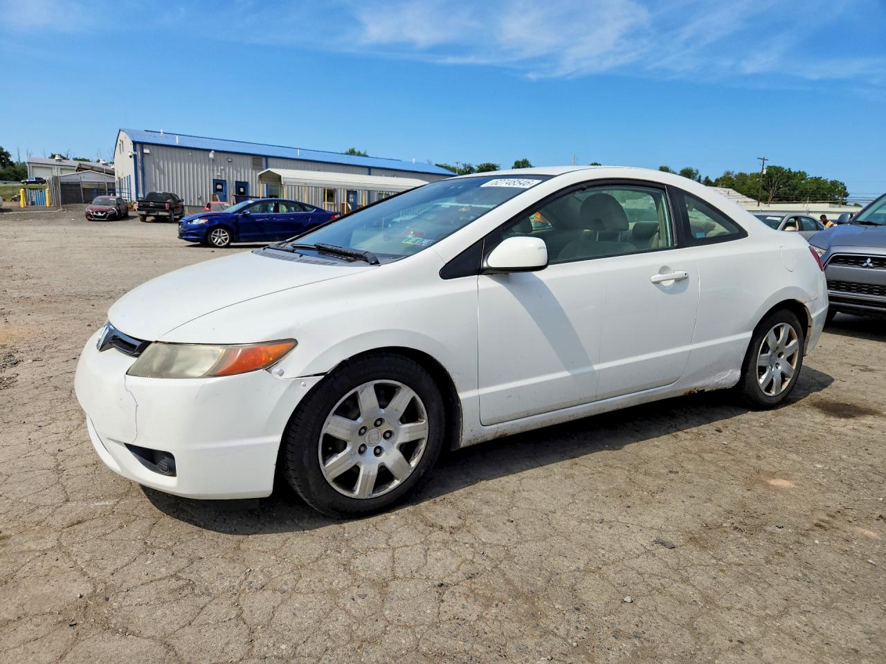 2007 Honda Civic Lx White vin: 2HGFG12647H532131