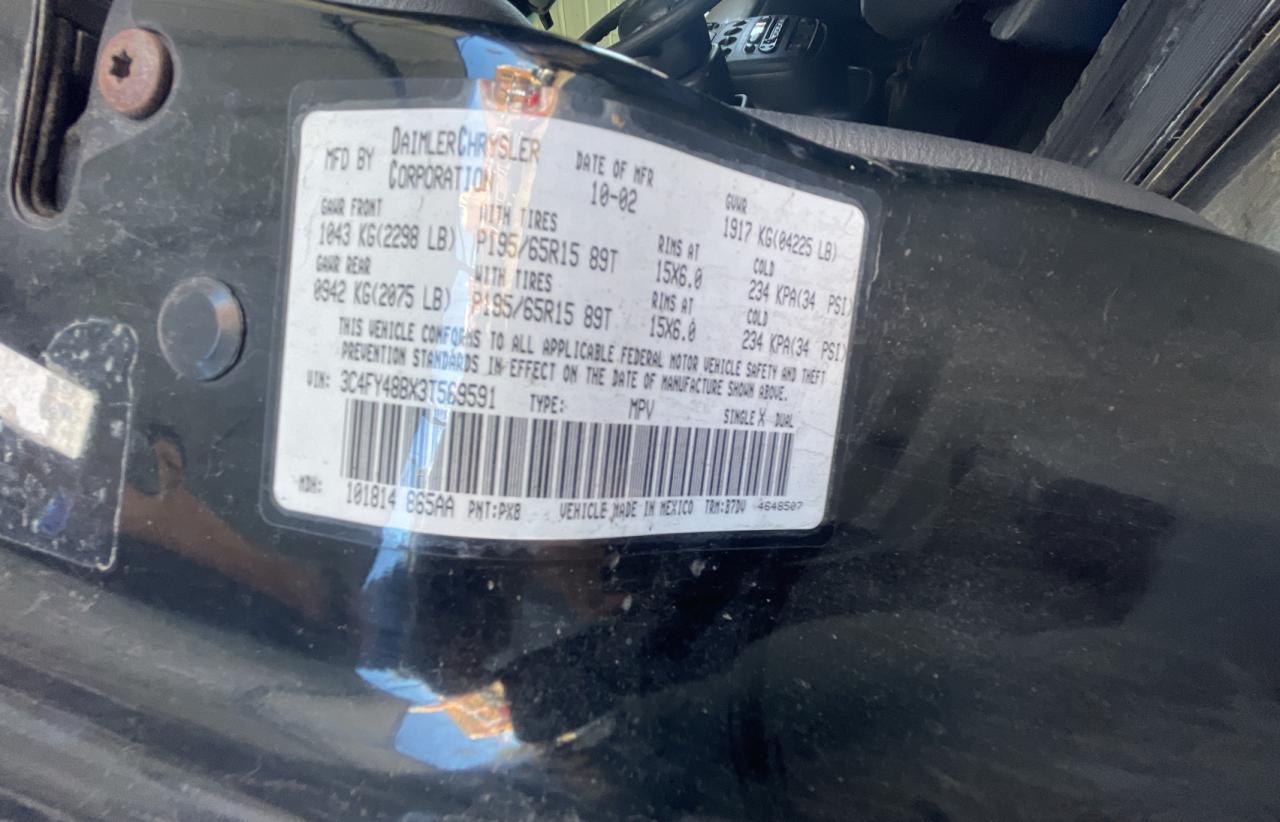2003 Chrysler Pt Cruiser Classic Black vin: 3C4FY48BX3T569591