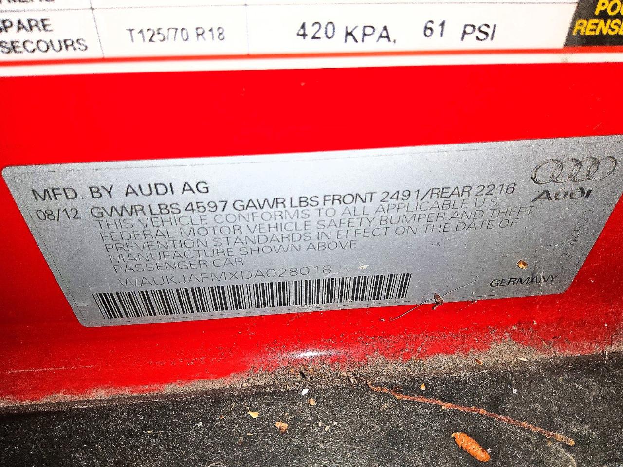 2013 Audi A3 Premium Plus Red vin: WAUKJAFMXDA028018
