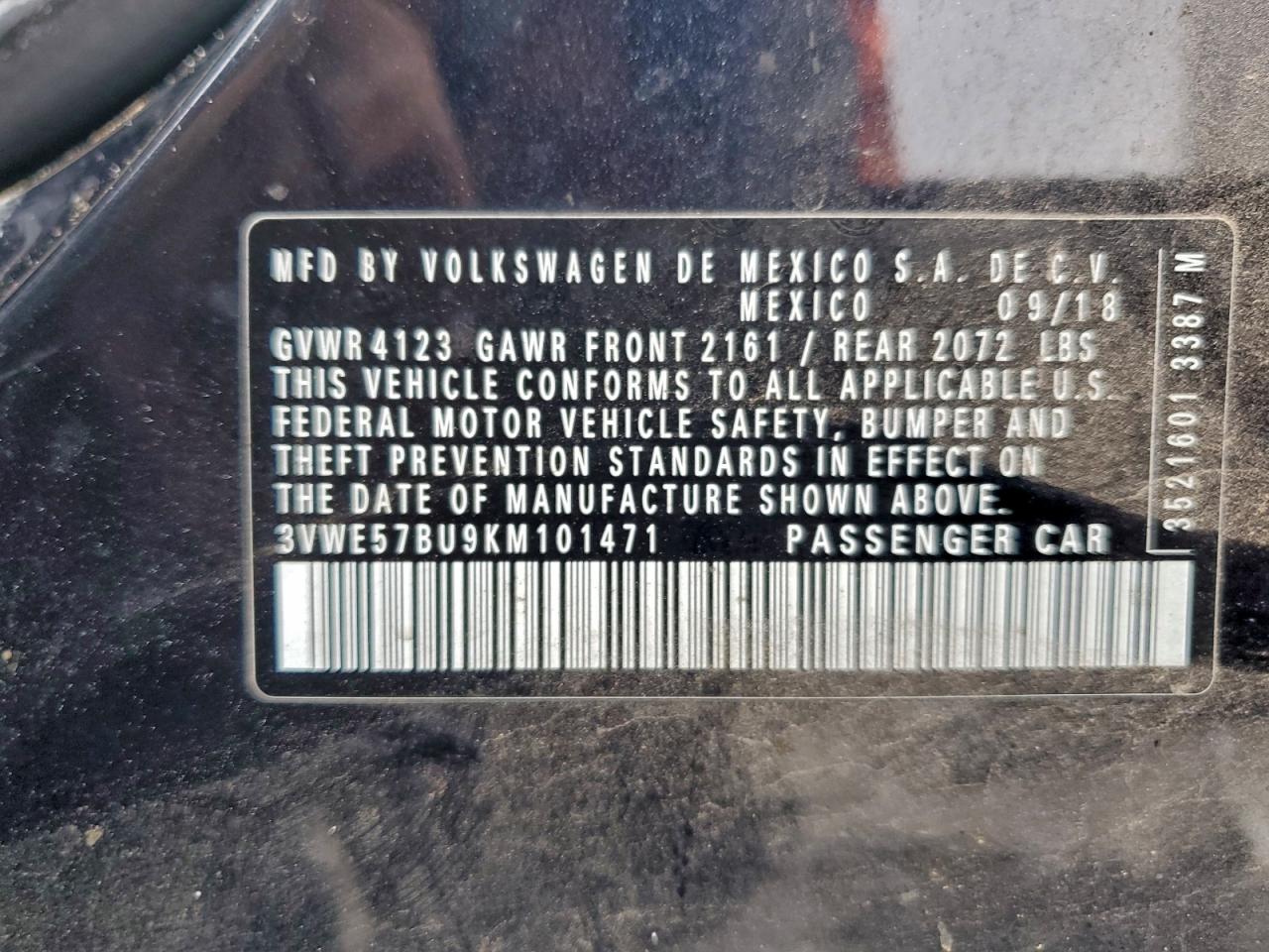 2019 Volkswagen Jetta Sel Black vin: 3VWE57BU9KM101471