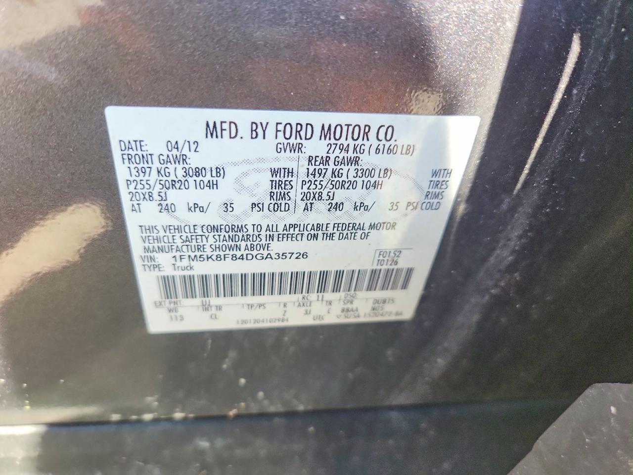 2013 Ford Explorer Limited Gray vin: 1FM5K8F84DGA35726