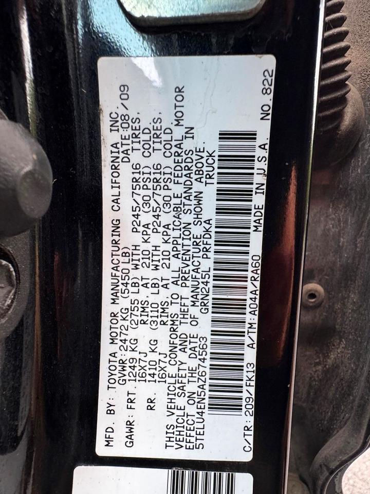 2010 Toyota Tacoma V6 Black vin: 5TELU4EN5AZ674563