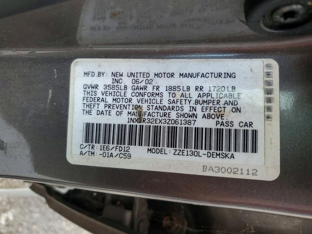2003 Toyota Corolla S Silver vin: 1NXBR32EX3Z061387