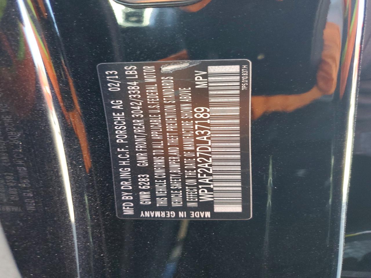 2013 Porsche Cayenne Black vin: WP1AF2A27DLA37189