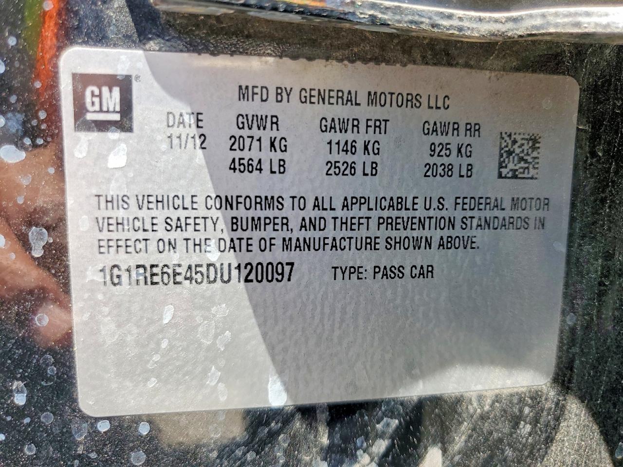 2013 Chevrolet Volt Black vin: 1G1RE6E45DU120097