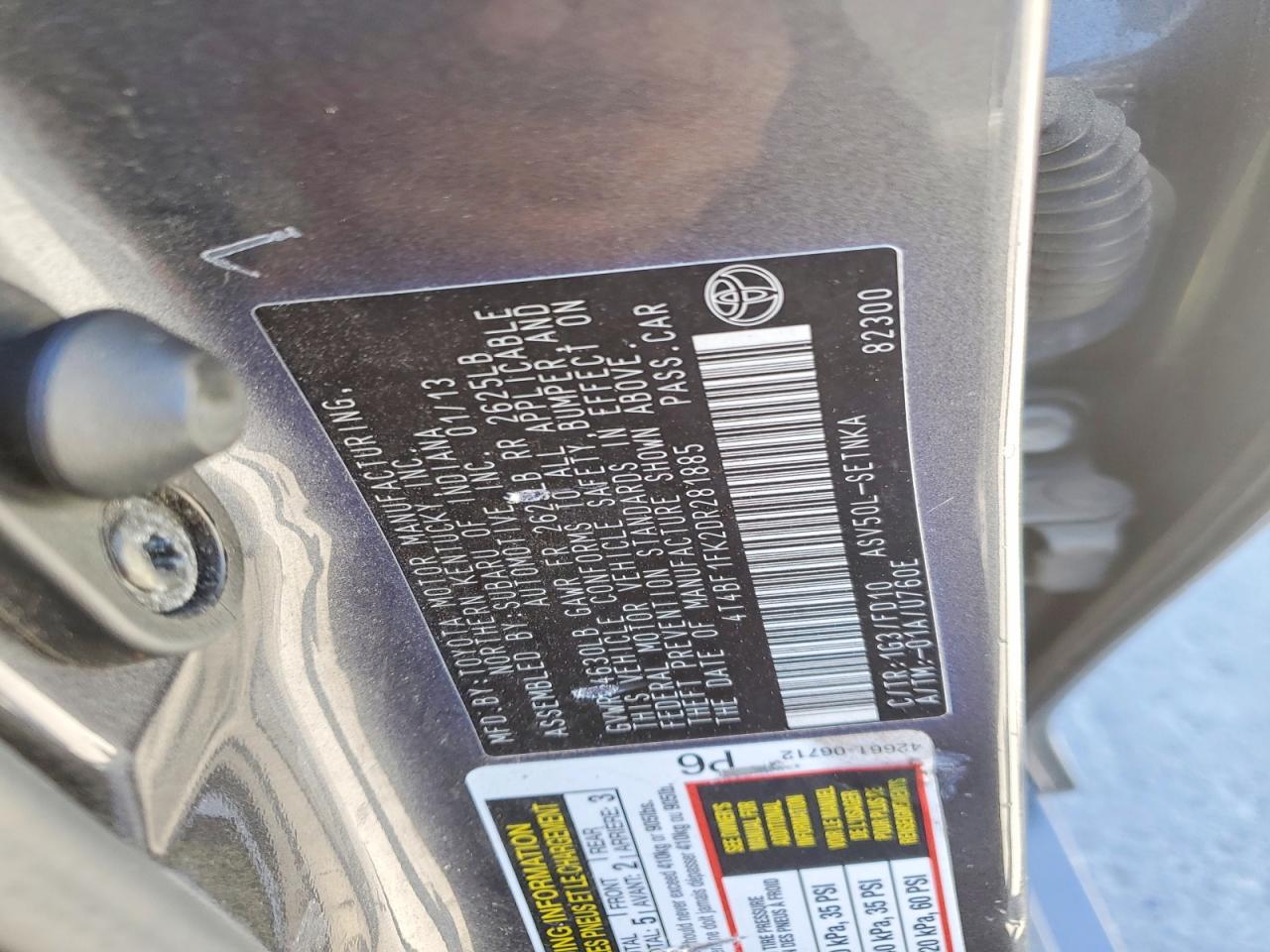2013 Toyota Camry Le Серый vin: 4T4BF1FK2DR281885