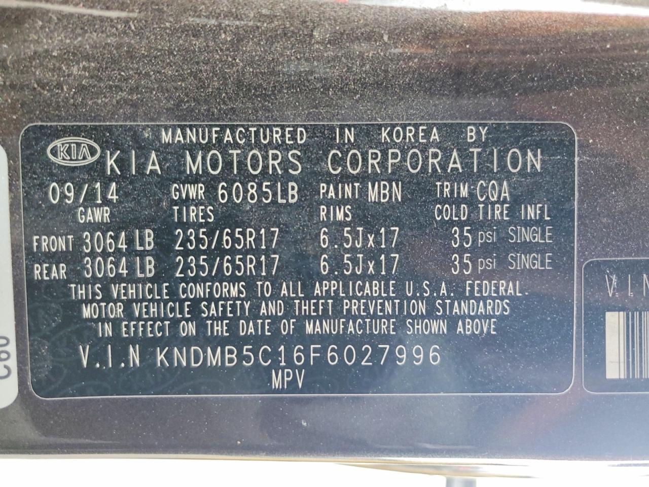2015 Kia Sedona Lx Gray vin: KNDMB5C16F6027996