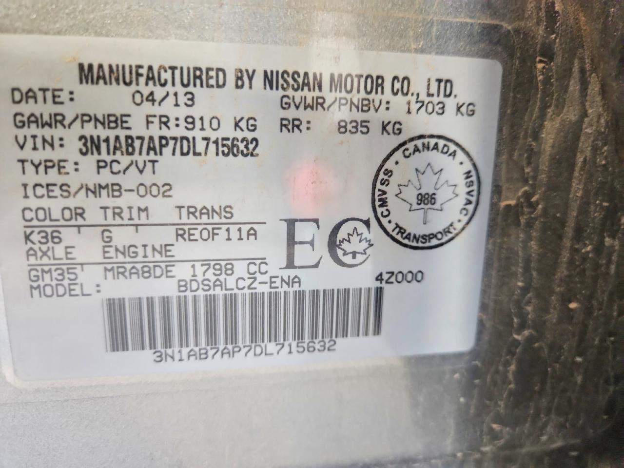 2013 Nissan Sentra S Gray vin: 3N1AB7AP7DL715632