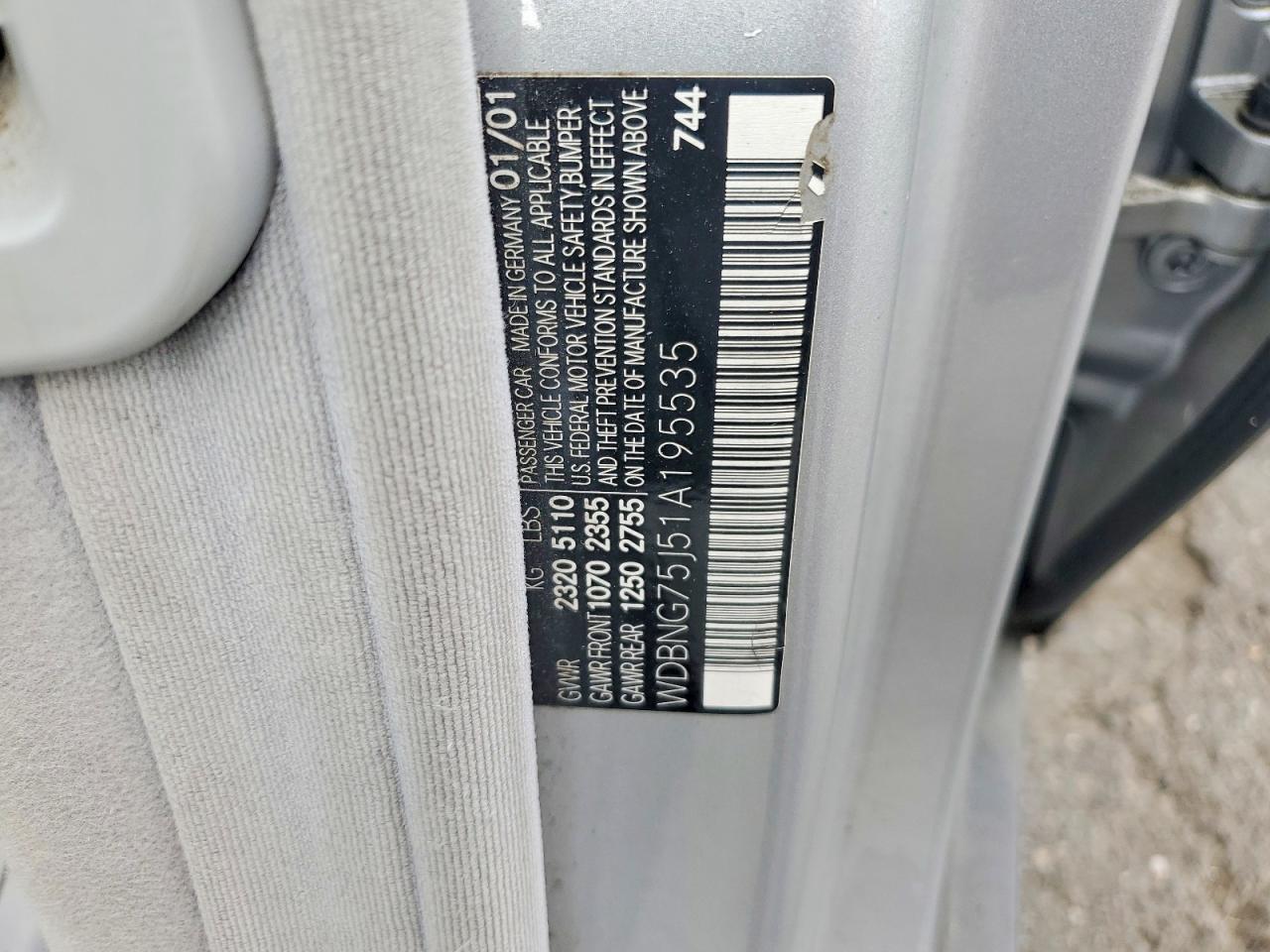 2001 Mercedes-benz S 500 Silver vin: WDBNG75J51A195535