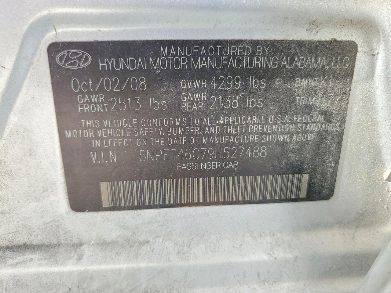 2009 Hyundai Sonata Gls Silver vin: 5NPET46C79H527488