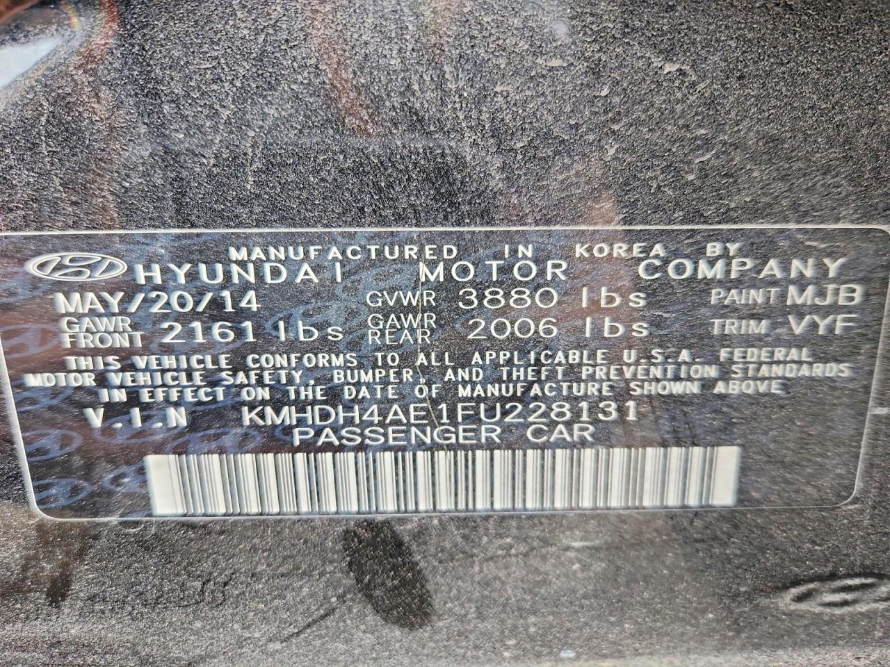 2015 Hyundai Elantra Se Black vin: KMHDH4AE1FU228131