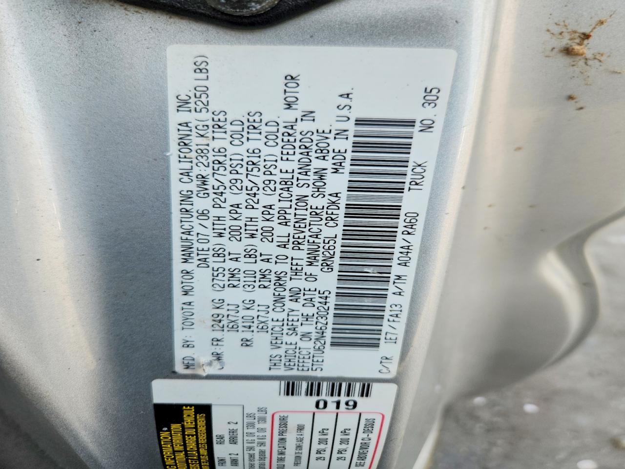 2006 Toyota Tacoma Prerunner Access Cab Silver vin: 5TETU62N46Z302445