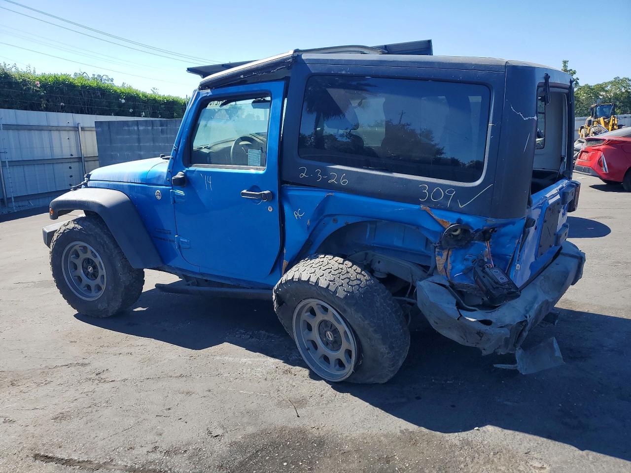 2015 Jeep Wrangler Sport Blue vin: 1C4AJWAG8FL510474