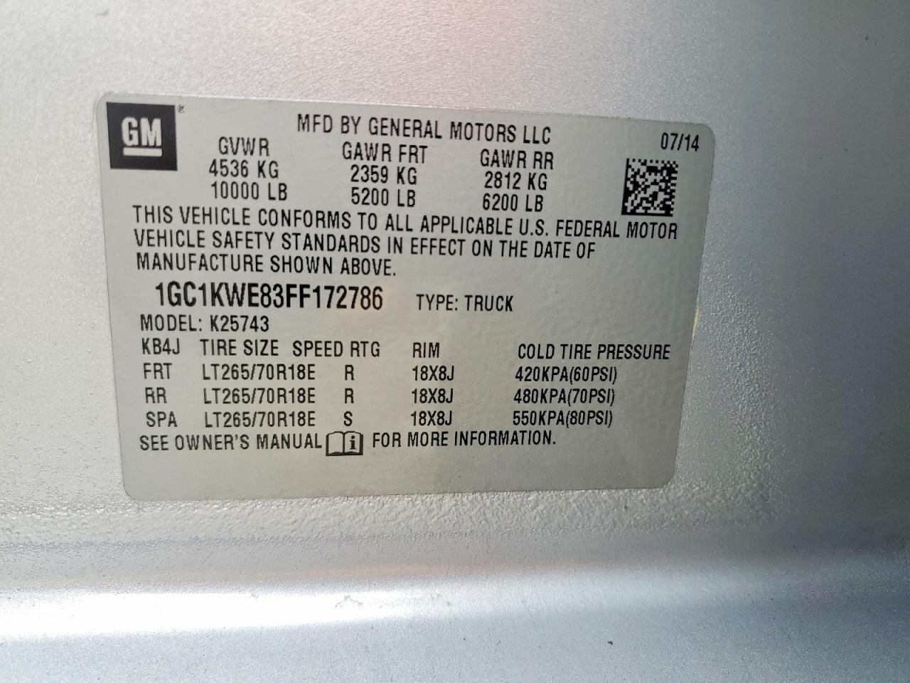 2015 Chevrolet Silverado K2500 Heavy Duty Ltz White vin: 1GC1KWE83FF172786
