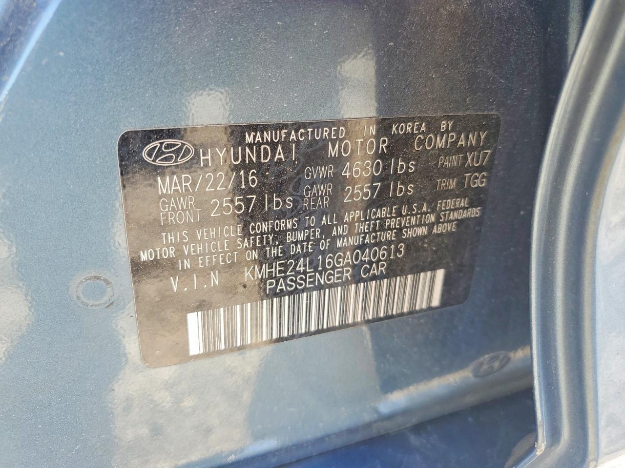 2016 Hyundai Sonata Hybrid Se Бирюзовый vin: KMHE24L16GA040613