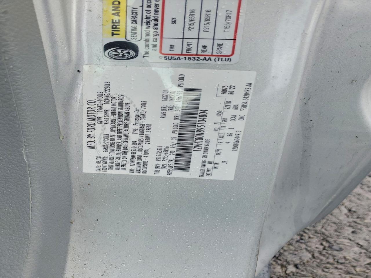 2009 Ford Mustang Gray vin: 1ZVHT80N895104804