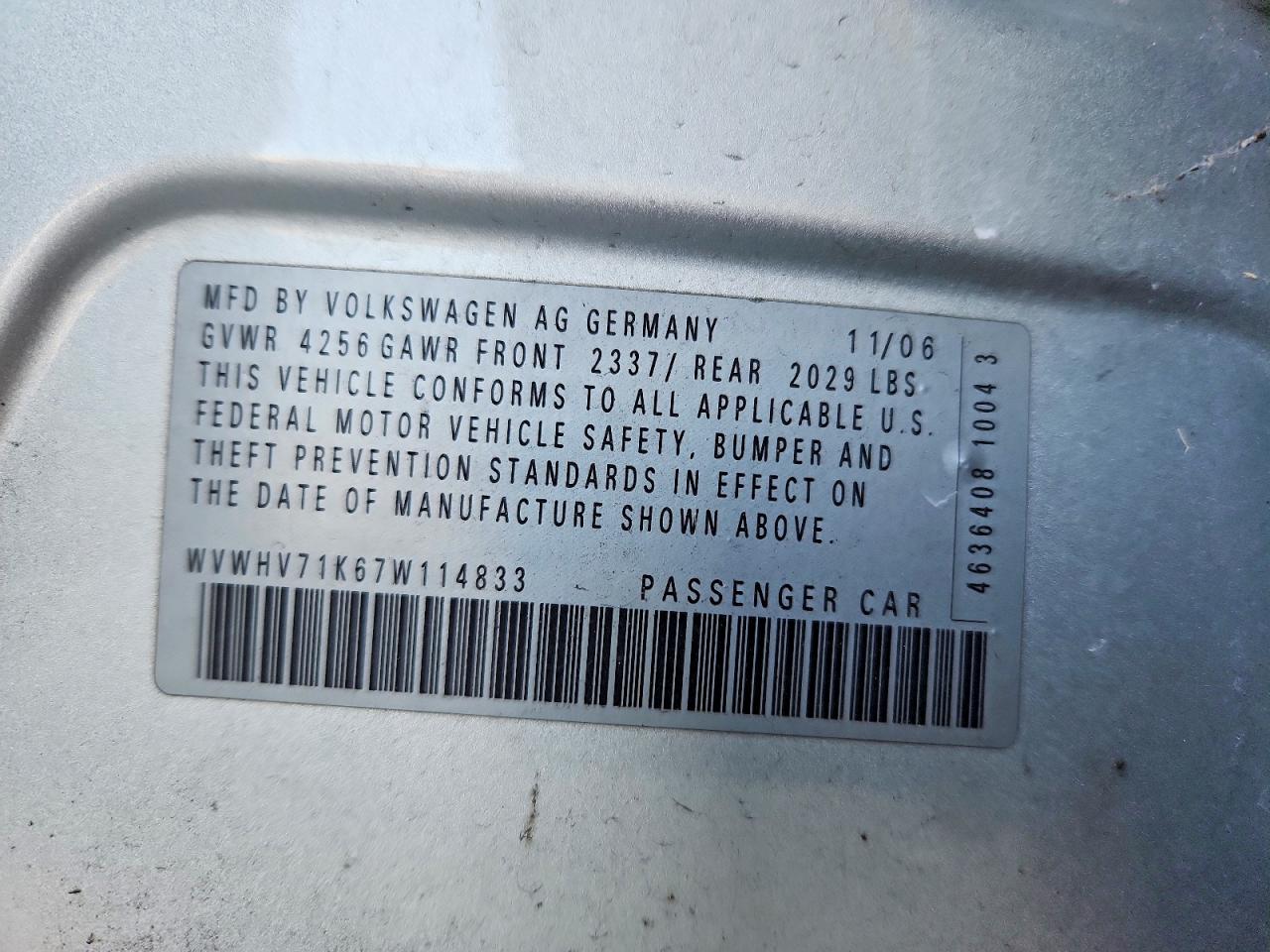 2007 Volkswagen New Gti Silver vin: WVWHV71K67W114833