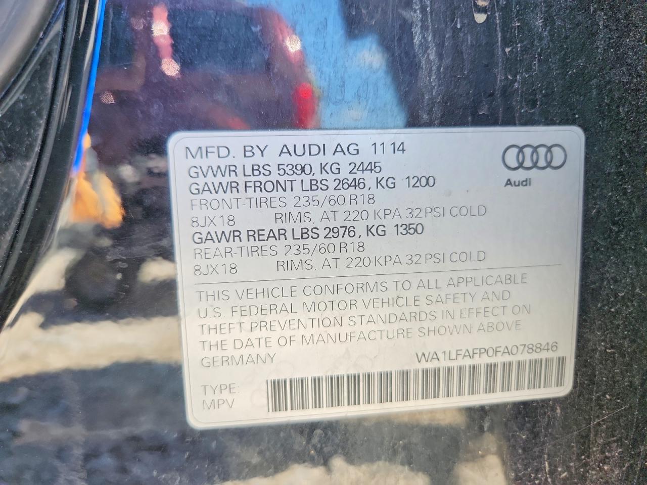 2015 Audi Q5 Premium Plus Black vin: WA1LFAFP0FA078846