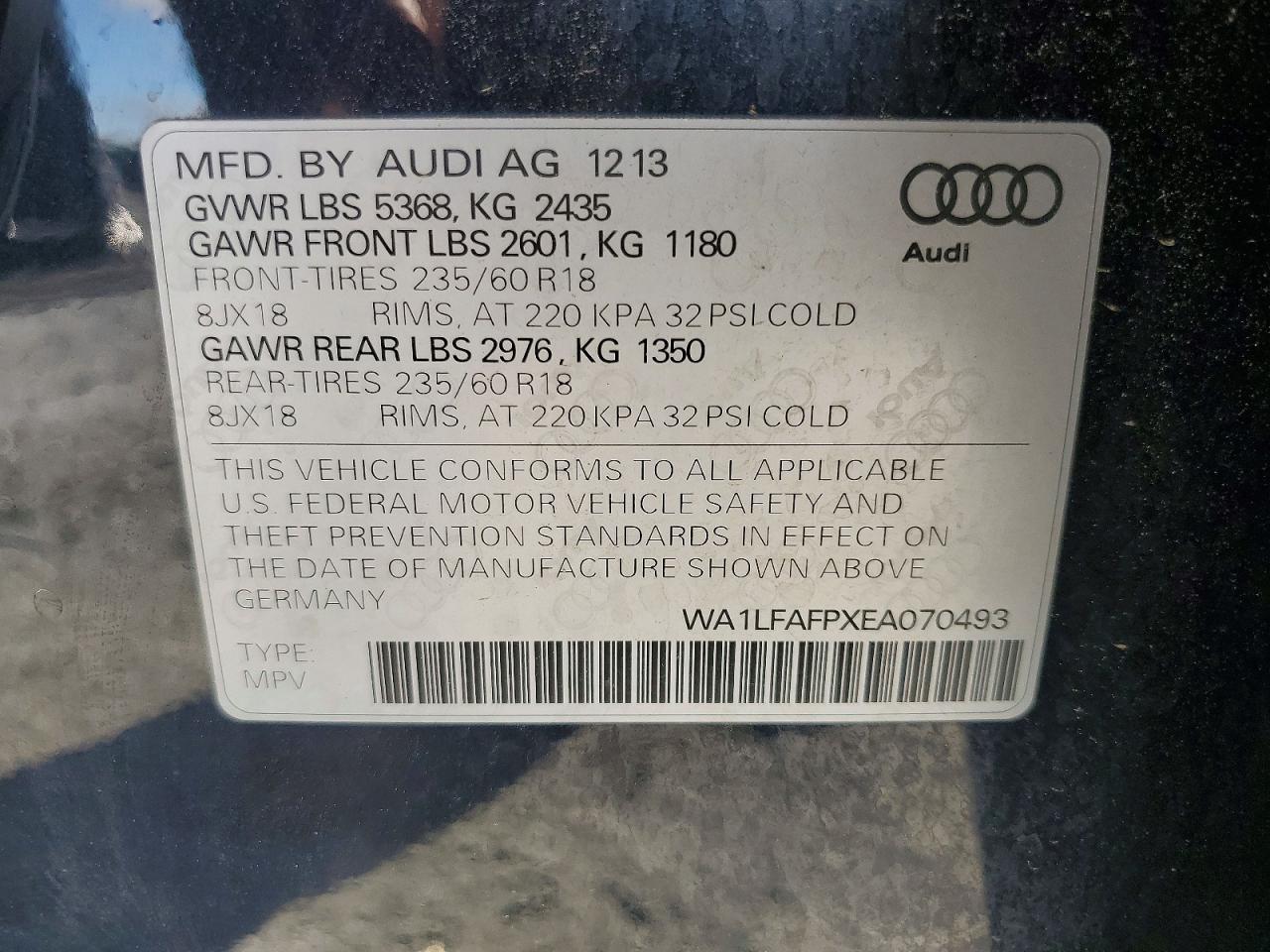 2014 Audi Q5 Premium Plus Black vin: WA1LFAFPXEA070493