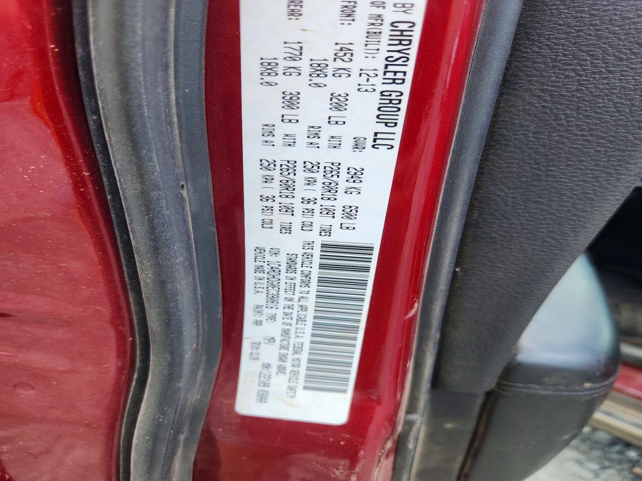 2014 Dodge Durango Limited Red vin: 1C4RDHDG0EC390816
