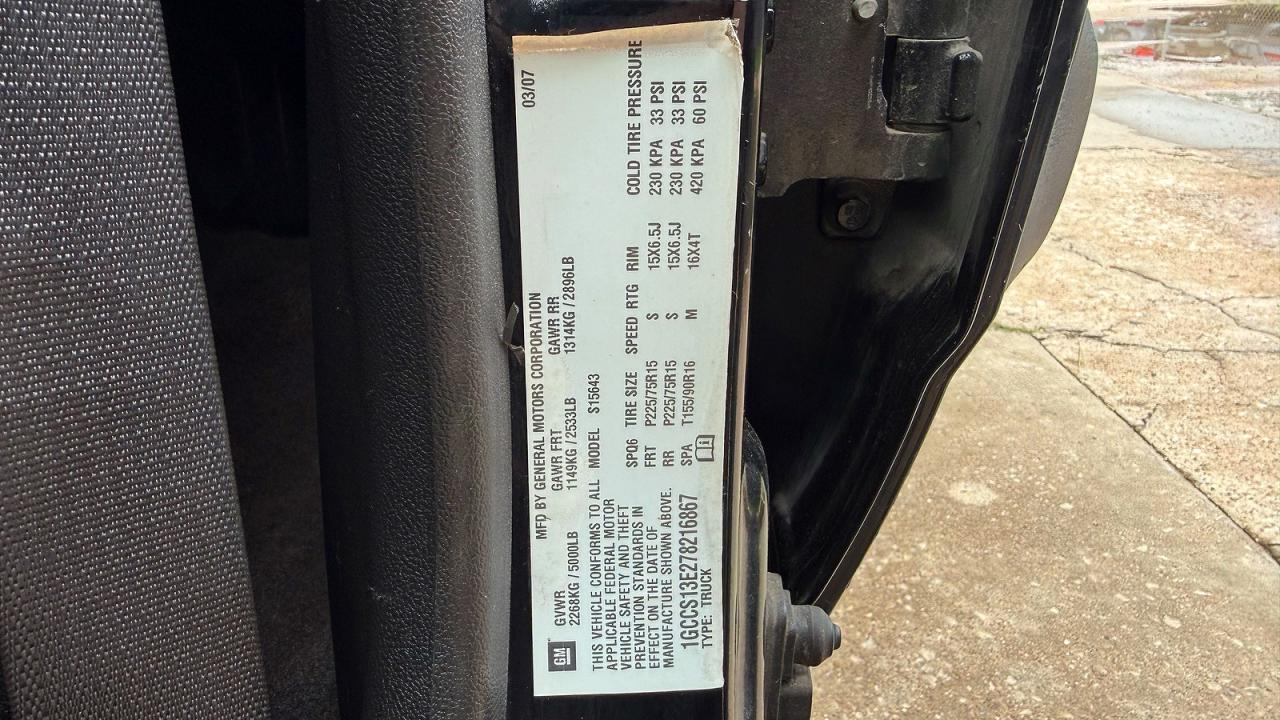 2007 Chev Colorado Black vin: 1GCCS13E278216867