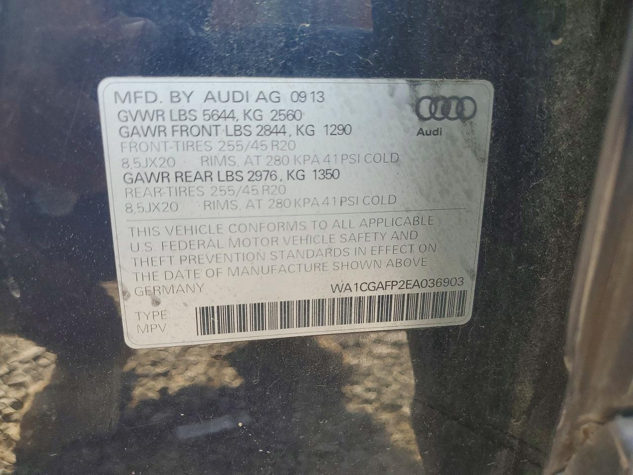 2014 Audi Sq5 Premium Plus Blue vin: WA1CGAFP2EA036903