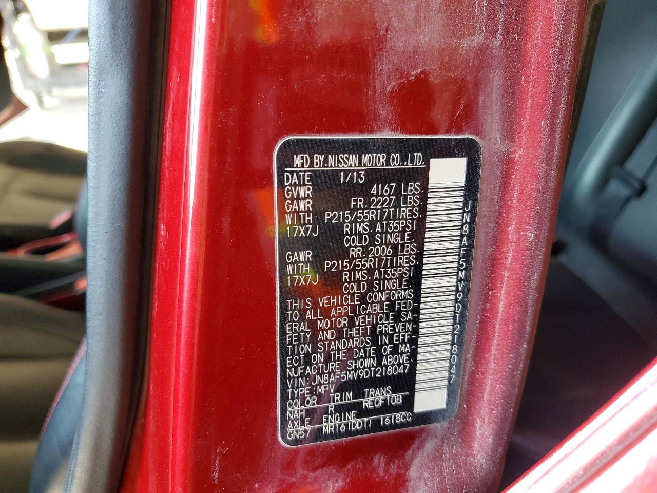 2013 Nissan Juke S Red vin: JN8AF5MV9DT218047