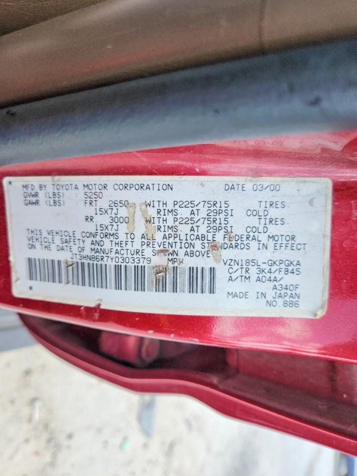 2000 Toyota 4runner Sr5 Maroon vin: JT3HN86R7Y0303379