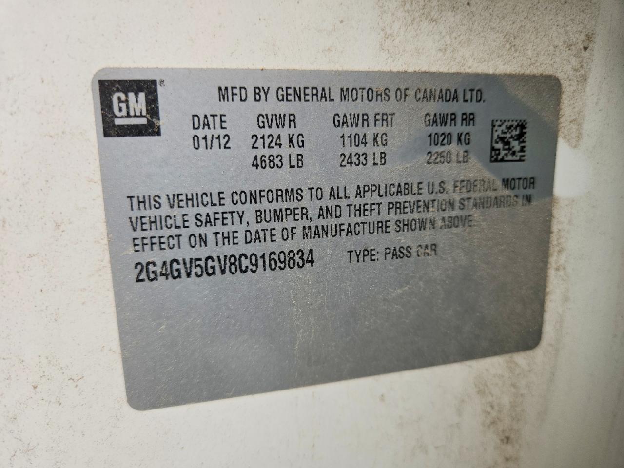 2012 Buick Regal Gs White vin: 2G4GV5GV8C9169834