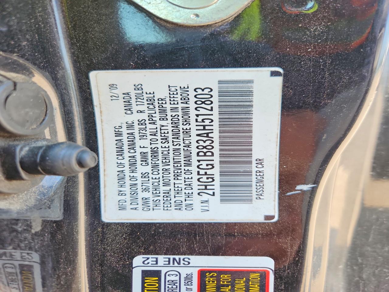 2010 Honda Civic Ex Black vin: 2HGFG1B83AH512803