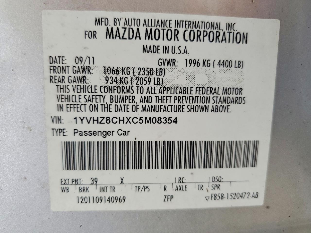2012 Mazda 6 I Silver vin: 1YVHZ8CHXC5M08354