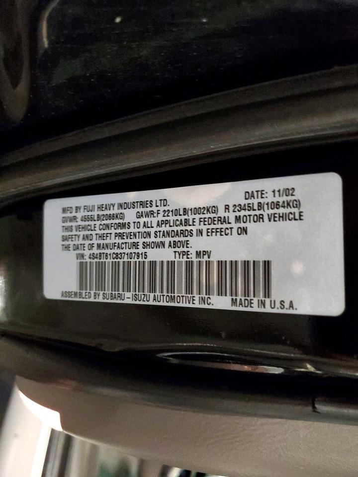 2003 Subaru Baja Black vin: 4S4BT61C837107915