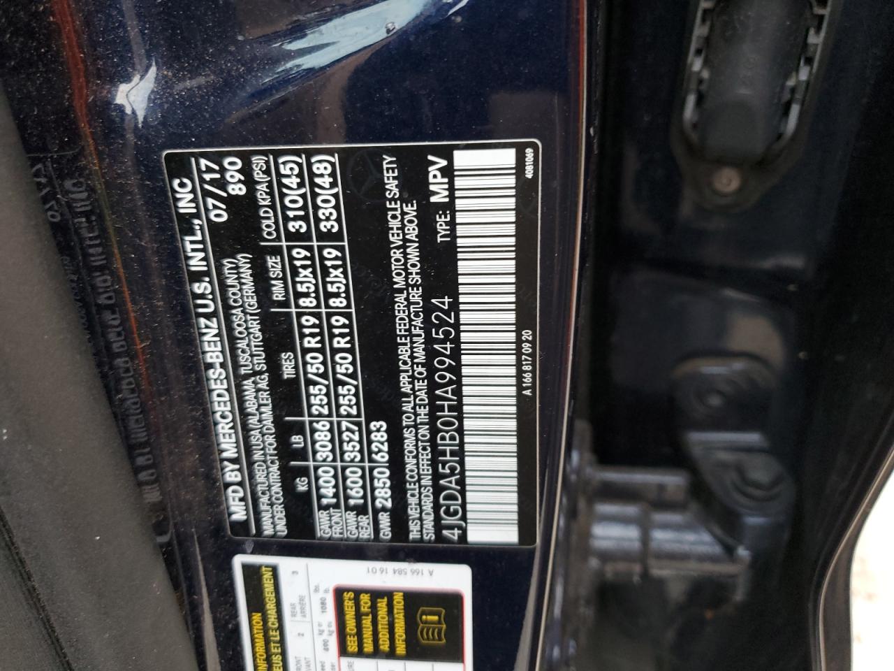2017 Mercedes-benz Gle 350 4matic Blue vin: 4JGDA5HB0HA994524