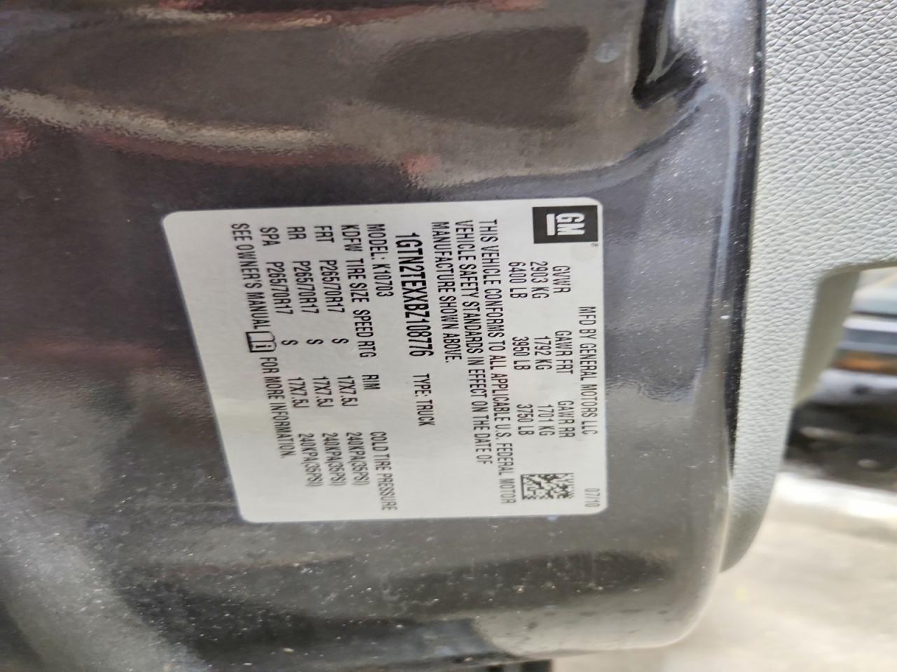 2011 Gmc Sierra K1500 Угольный vin: 1GTN2TEXXBZ108776