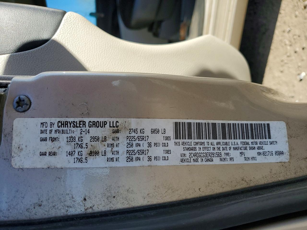 2014 Dodge Grand Caravan Sxt Beige vin: 2C4RDGCG3ER291569