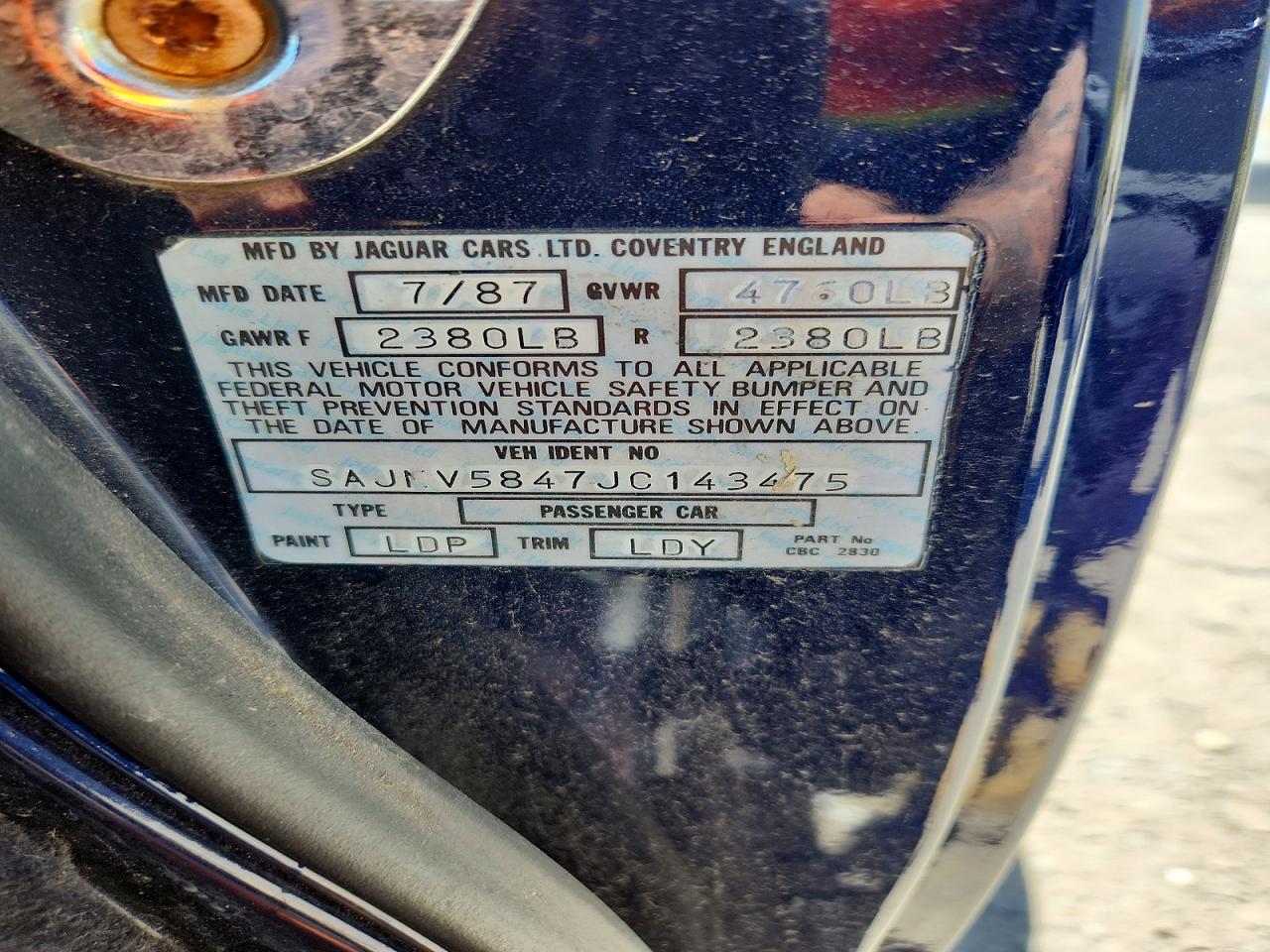 1988 Jaguar Xjs Blue vin: SAJNV5847JC143475