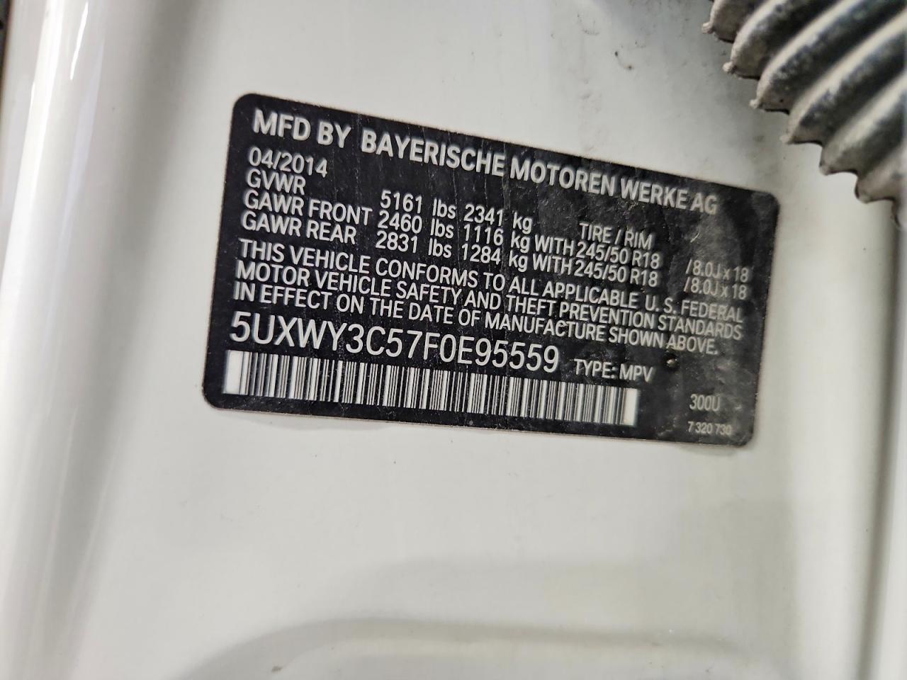 2015 Bmw X3 White vin: 5UXWY3C57F0E95559