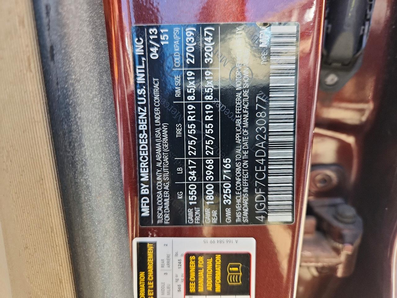 2013 Mercedes-benz Gl 450 4matic Maroon vin: 4JGDF7CE4DA230877