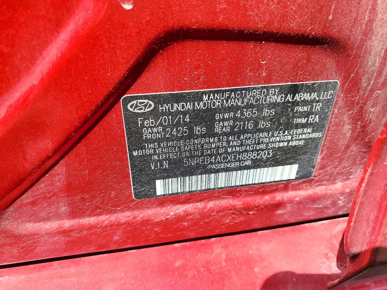 2014 Hyundai Sonata Gls Red vin: 5NPEB4ACXEH888203