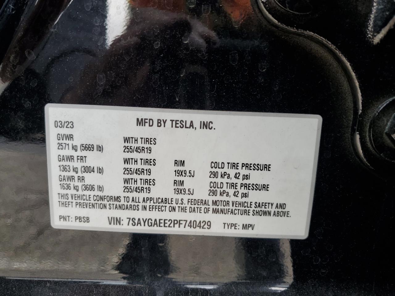 2023 Tesla Model Y Черный vin: 7SAYGAEE2PF740429