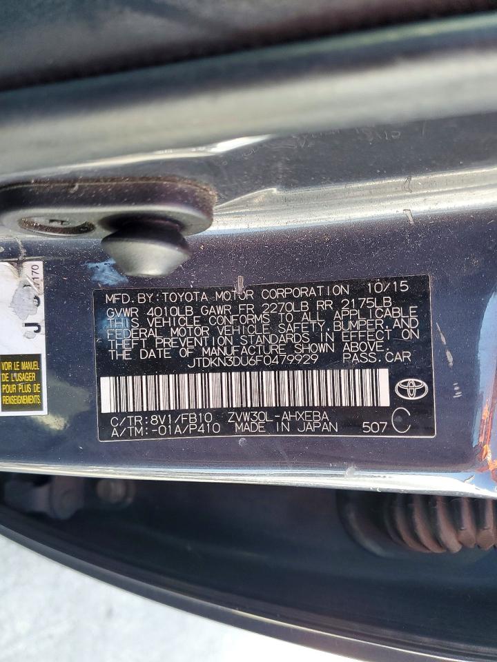 2015 Toyota Prius Two Gray vin: JTDKN3DU6F0479929