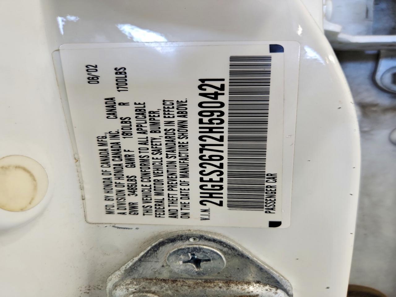2002 Honda Civic Ex White vin: 2HGES26712H590421