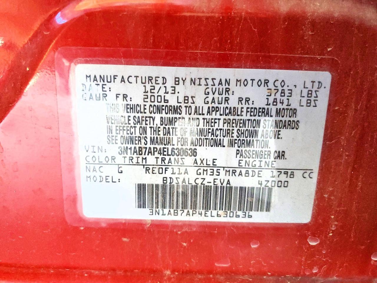 2014 Nissan Sentra S Burgundy vin: 3N1AB7AP4EL630636