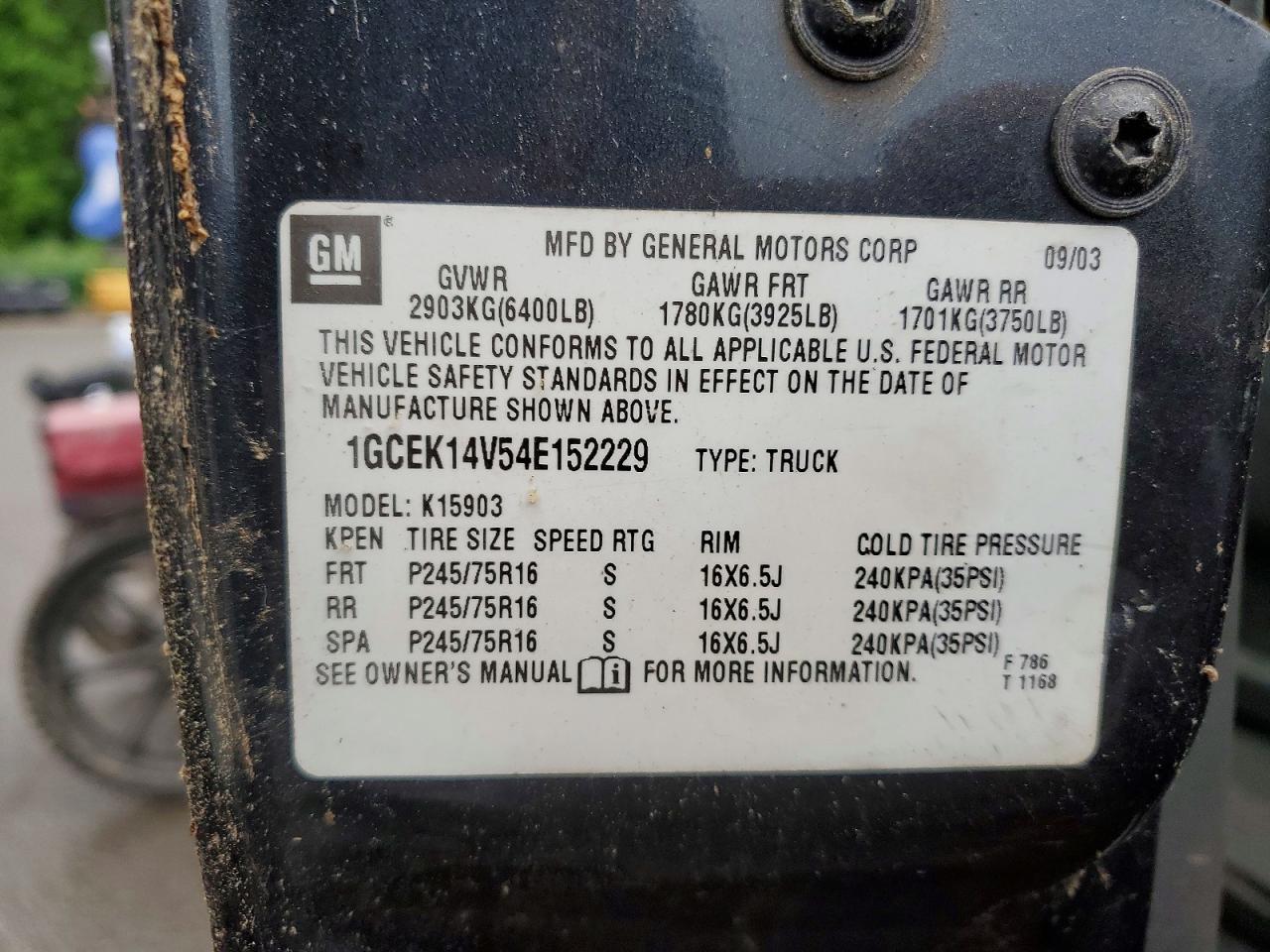 2004 Chevrolet Silverado K1500 Charcoal vin: 1GCEK14V54E152229