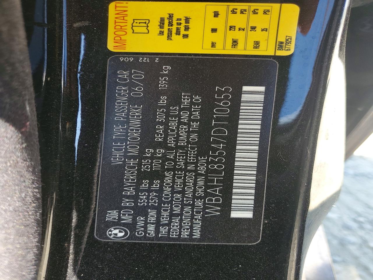 2007 Bmw 750 I Черный vin: WBAHL83547DT10653