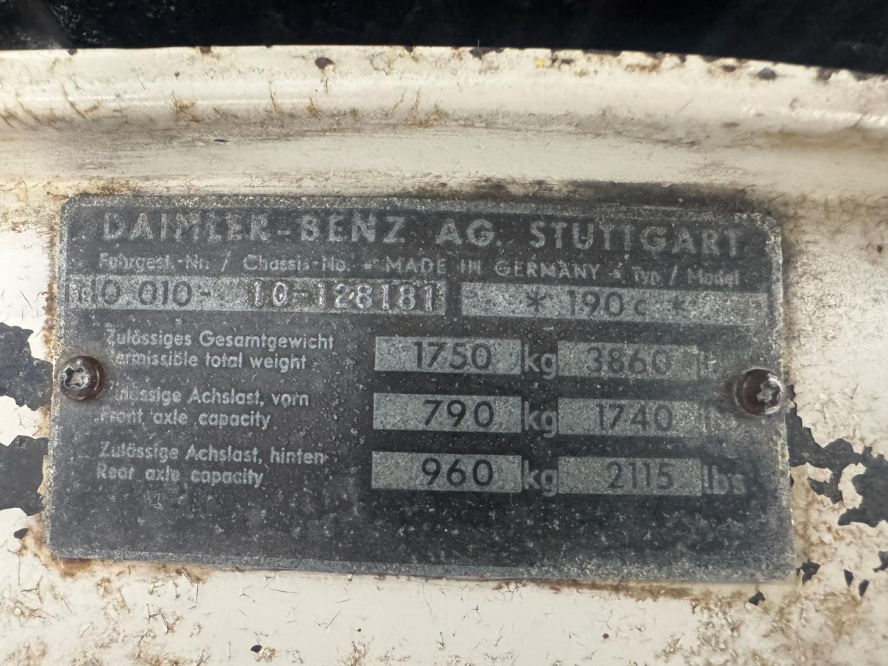 1965 Mercedes Benz 190 Белый vin: 11001010128181