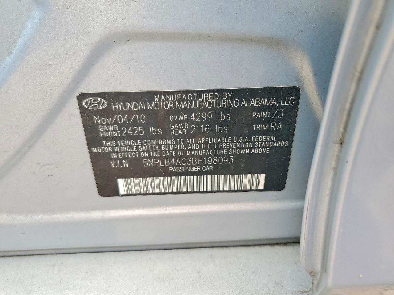 2011 Hyundai Sonata Gls Silver vin: 5NPEB4AC3BH198093